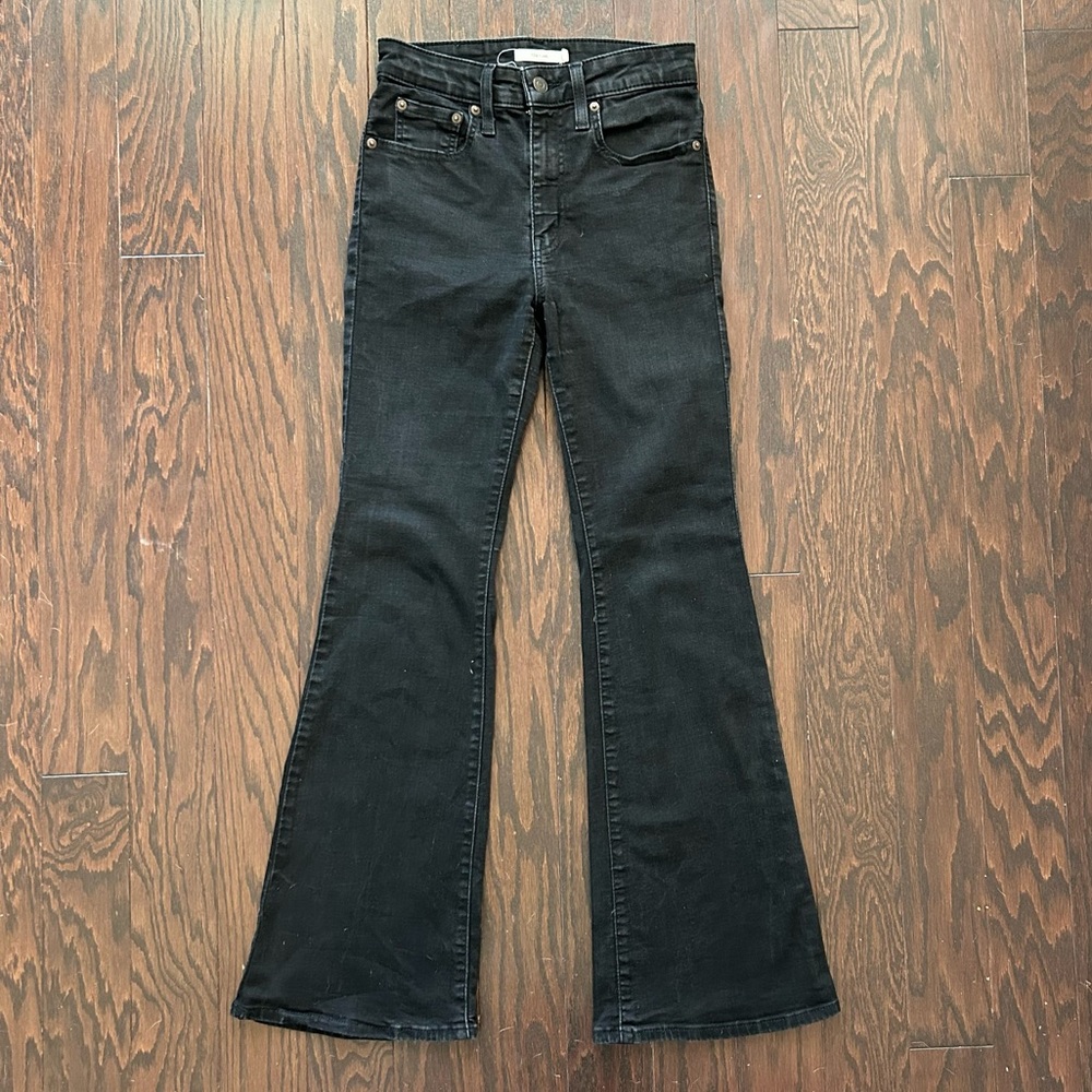 Levi's 726 High-Rise Flare Jeans | Color: Black Denim | Size: 27